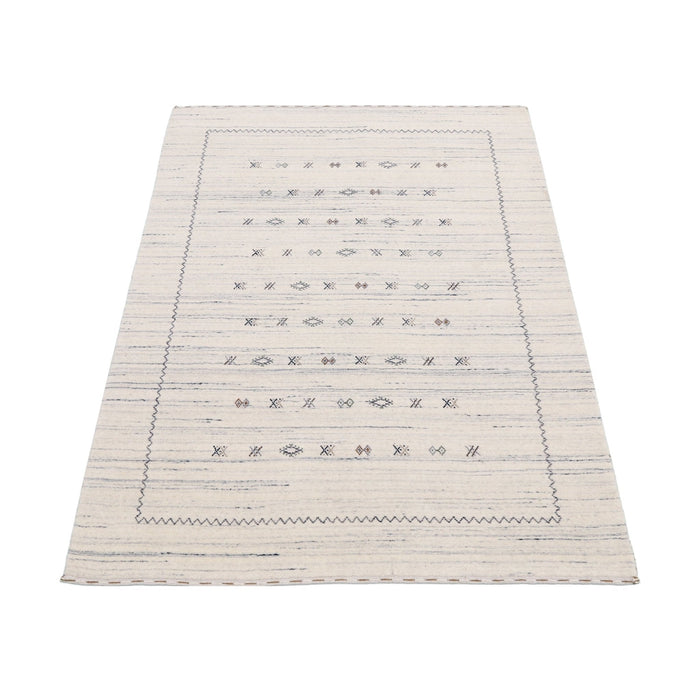 Ivory Modern Tribals Design Hand Loomed Wool Area Rug