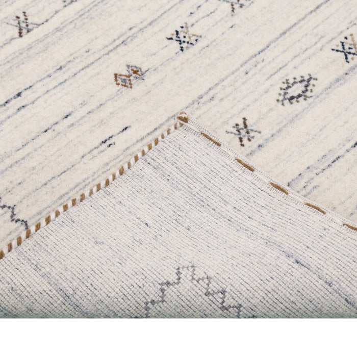 Ivory Modern Tribals Design Hand Loomed Wool Area Rug