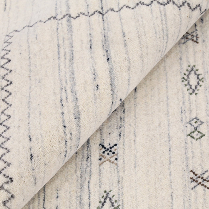 Ivory Modern Tribals Design Hand Loomed Wool Area Rug