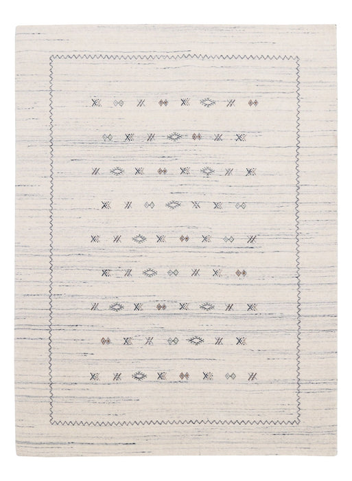 Ivory Modern Tribals Design Hand Loomed Wool Area Rug