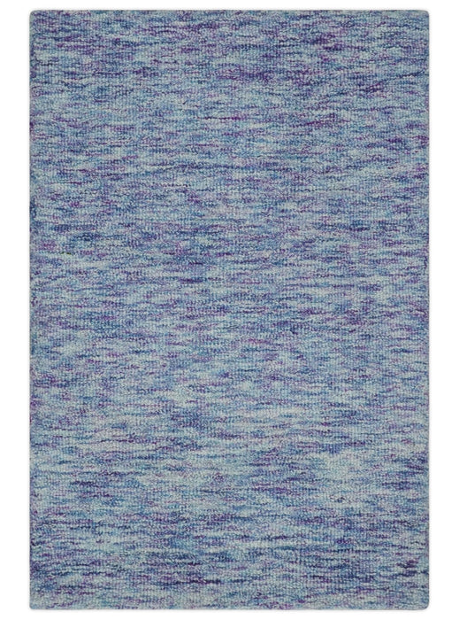 Purple and Blue Modern Solid Hand Tufted Wool Rug