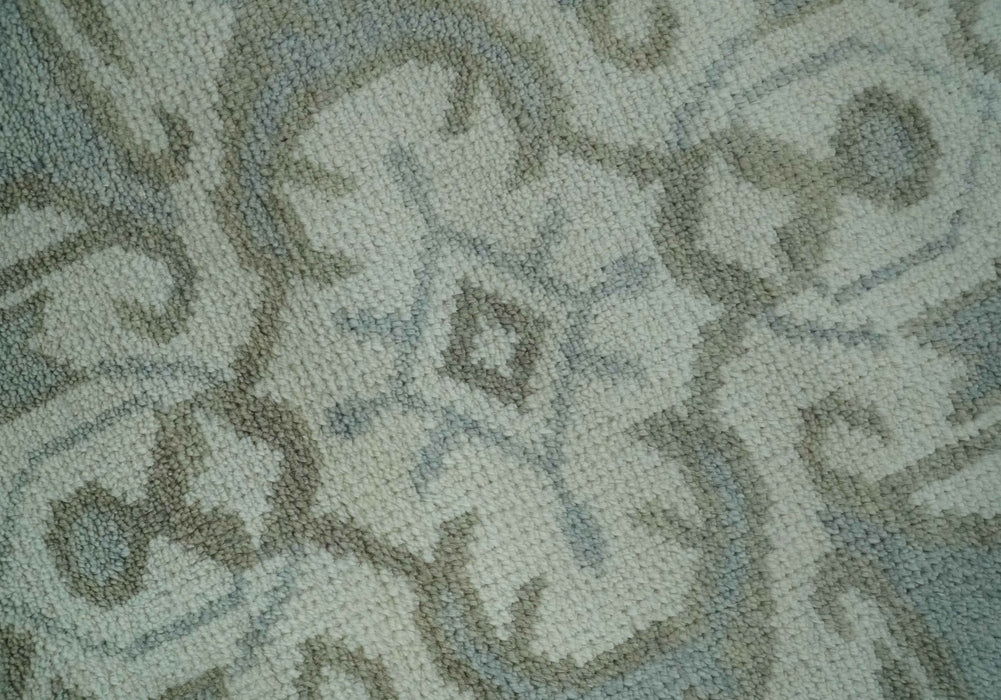 Ivory, Silver and Olive Traditional Heriz Medallion Hand Knotted Multi Size wool Area Rug