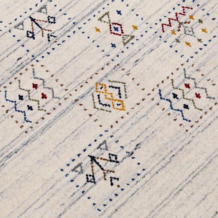 Ivory Tribal Design Hand Loomed Wool Area Rug