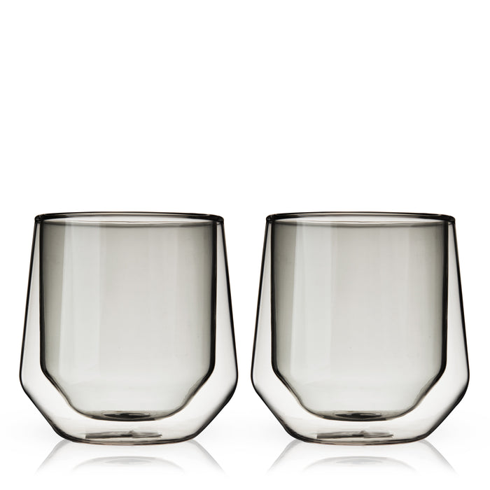 Aurora Double-Walled Tumblers in Smoke Grey Set of 2