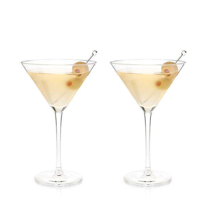 Raye Stemmed Crystal Martini Glasses Set of 2