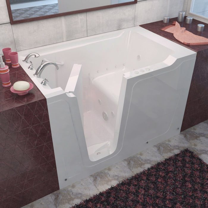 MediTub Walk-In 36 x 60 Left Drain White Whirlpool & Air Jetted Walk-In Bathtub