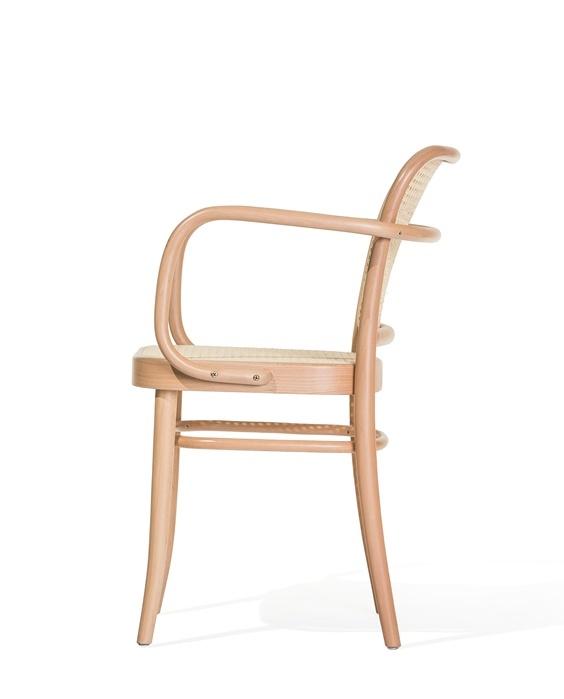 No 811 Bentwood Armchair by Ton - Natural Beech-Cane Seat/Cane Back