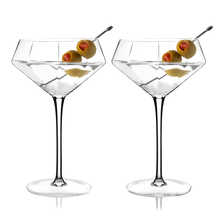 Seneca Diamond Crystal Martini Glasses Set of 2