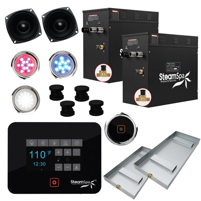 Black Series Wifi and Bluetooth 24kW QuickStart Steam Bath Generator Package in Matte Black