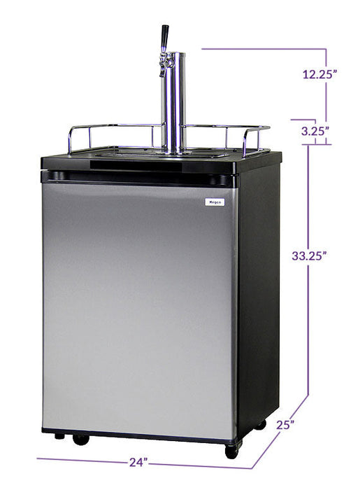 24" Wide Homebrew Single Tap Stainless Kegerator with Keg