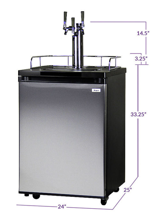 24" Wide Homebrew Triple Tap Stainless Steel Kegerator