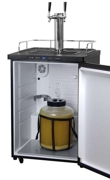 24" Wide Homebrew Dual Tap Stainless Steel Digital Kegerator with Keg