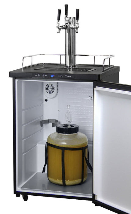 24" Wide Homebrew Triple Tap Black Stainless Steel Digital Kegerator