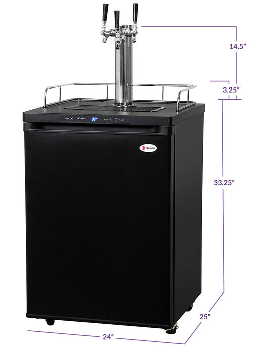 24" Wide Triple Tap Black Digital Kegerator