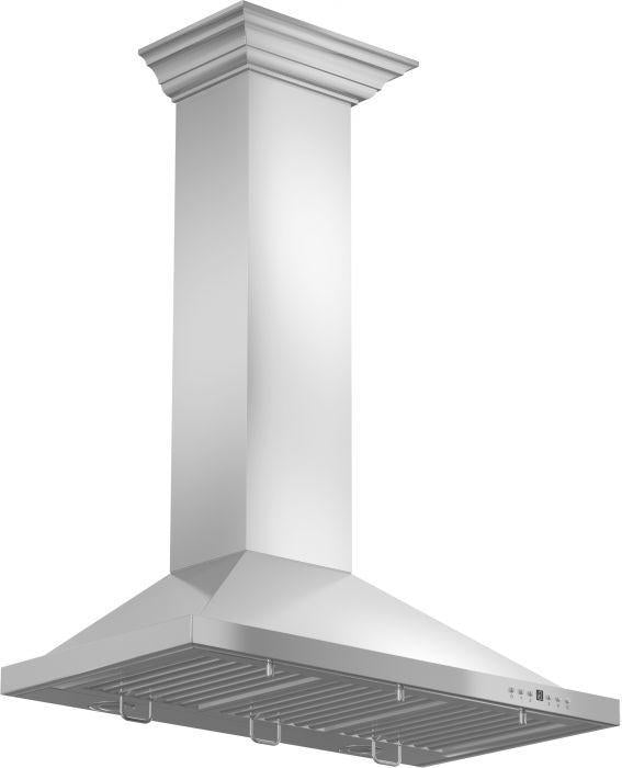 ZLINE 48 in. Convertible Vent Wall Mount Range Hood in Stainless Steel with Crown Molding, KBCRN-48