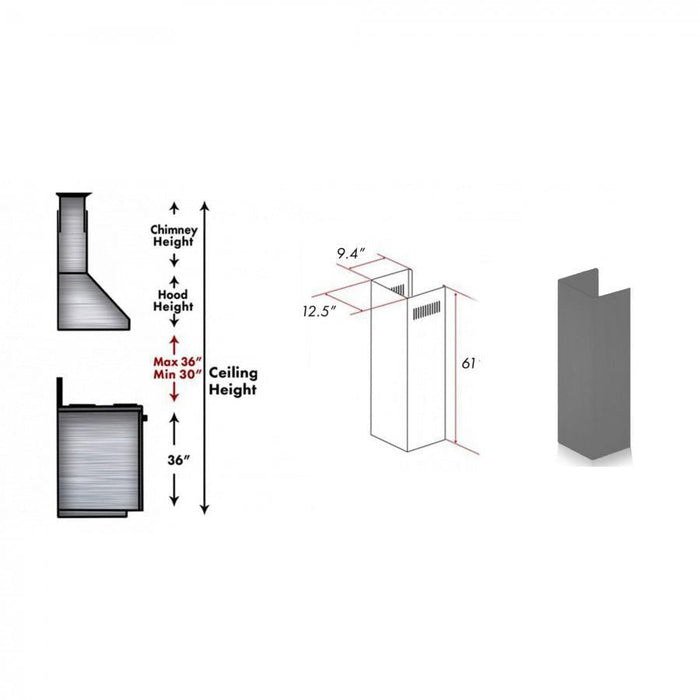 ZLINE 61 in. Wooden Chimney Extension for Ceilings up to 12.5 ft, KBUU-E