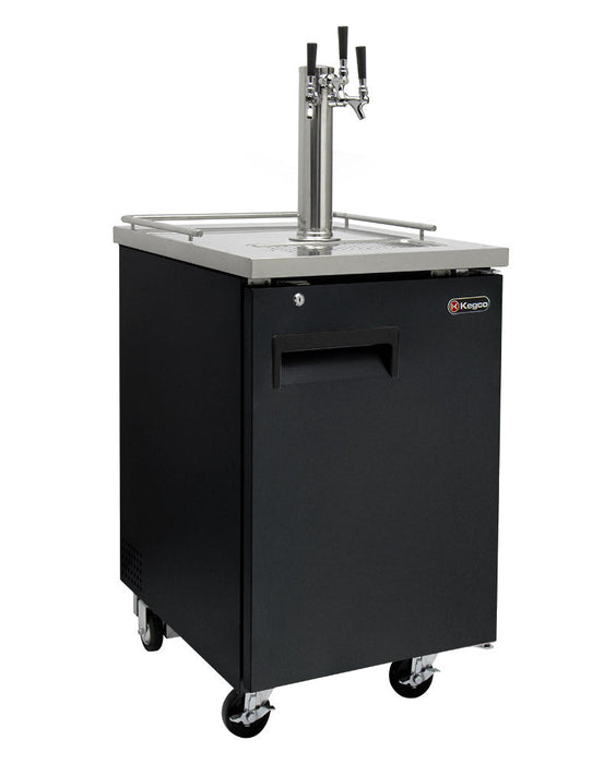 24" Wide Kombucha Triple Tap Black Commercial Kegerator