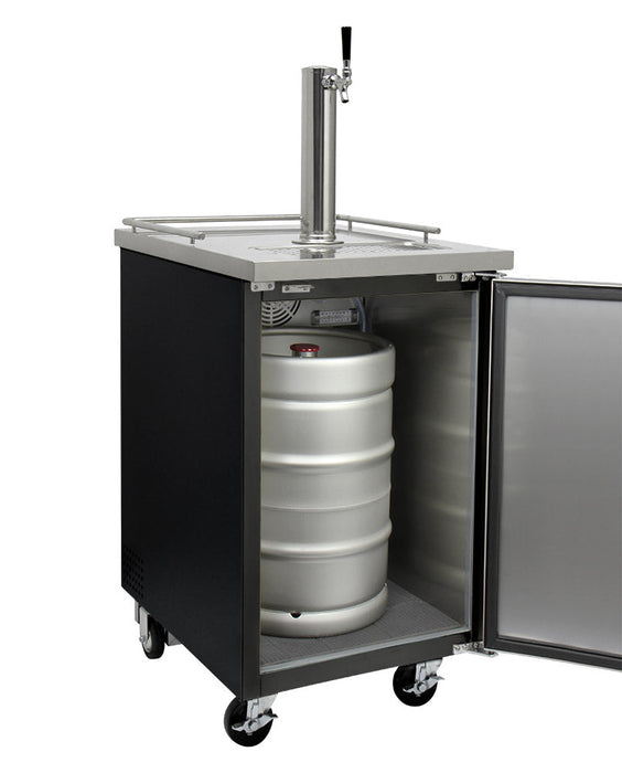 24" Wide Single Tap Commercial Black Kegerator with Kit