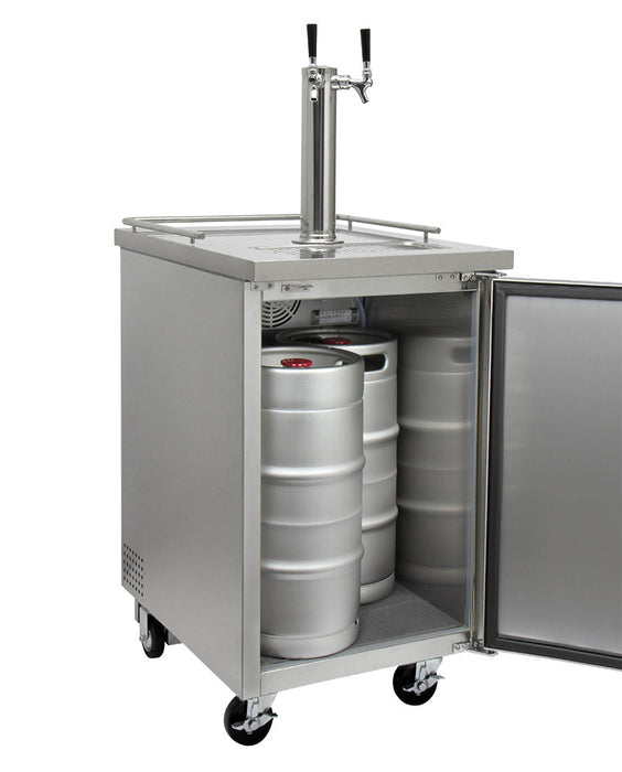 24" Wide Dual Tap All Stainless Steel Commercial Kegerator with Kit