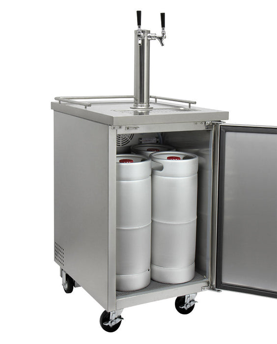 24" Wide Kombucha Dual Tap All Stainless Steel Commercial Kegerator