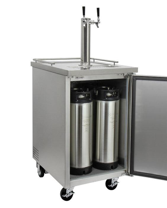 24" Wide Kombucha Dual Tap All Stainless Steel Commercial Kegerator