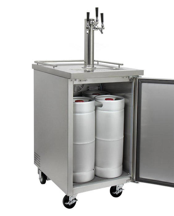 24" Wide Kombucha Triple Tap All Stainless Steel Commercial Kegerator