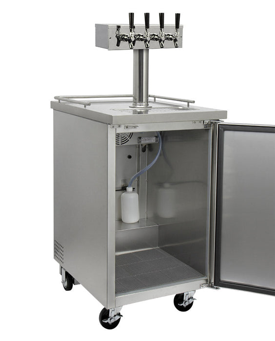 24" Wide Four Tap All Stainless Steel Commercial Kegerator with Kit