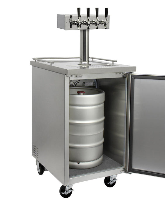 24" Wide Four Tap All Stainless Steel Commercial Kegerator