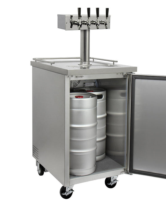 24" Wide Four Tap All Stainless Steel Commercial Kegerator