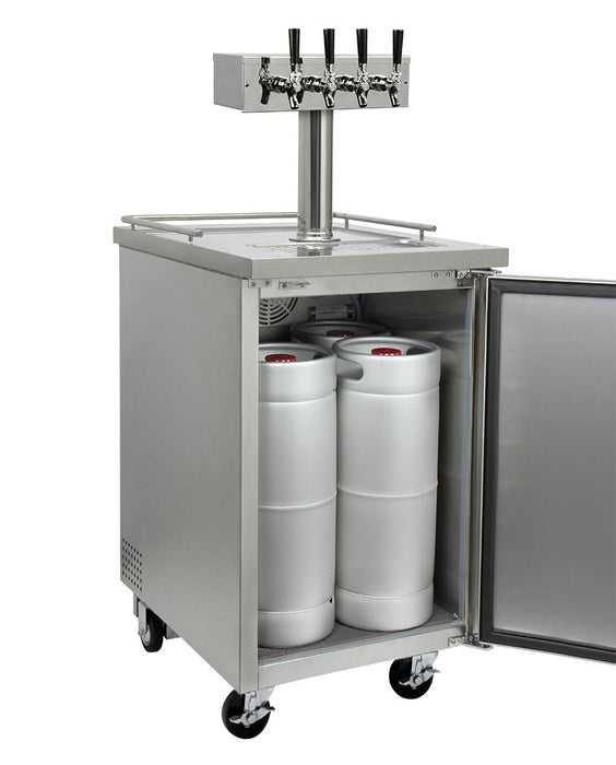 24" Wide Four Tap All Stainless Steel Commercial Kegerator