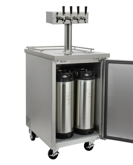 24" Wide Four Tap All Stainless Steel Commercial Kegerator