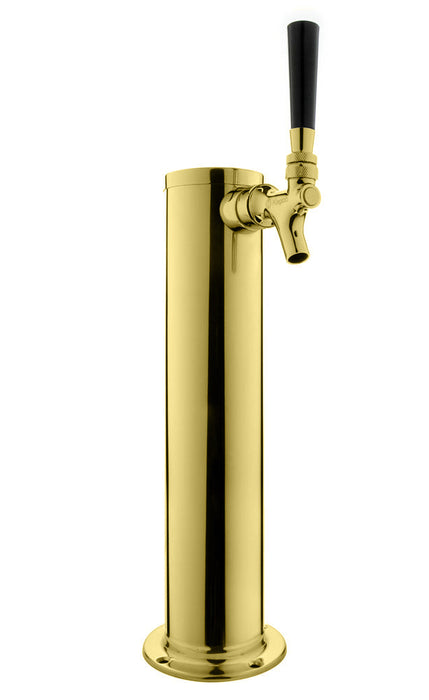 14" Tall PVD Brass 1-Faucet Draft Beer Tower - Standard Faucets