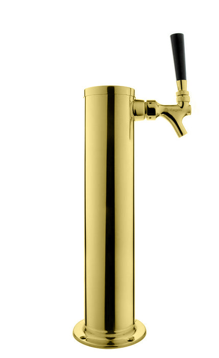 14" Tall PVD Brass 1-Faucet Draft Beer Tower - Standard Faucets