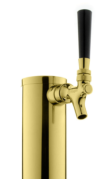 14" Tall PVD Brass 1-Faucet Draft Beer Tower - Standard Faucets