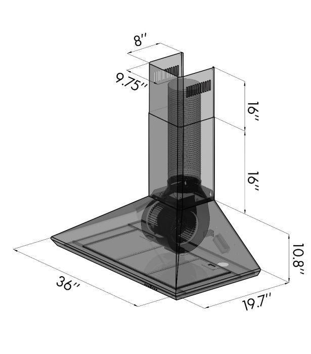 ZLINE 36 in. Stainless Steel Indoor Wall Range Hood, KF-36