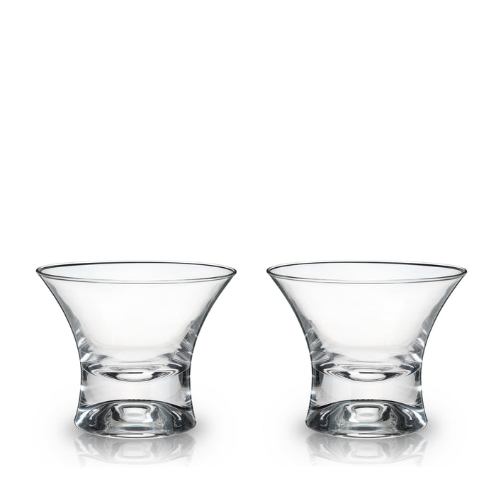 Raye Heavy Base Stemless Crystal Manhattan Glasses Set of 2