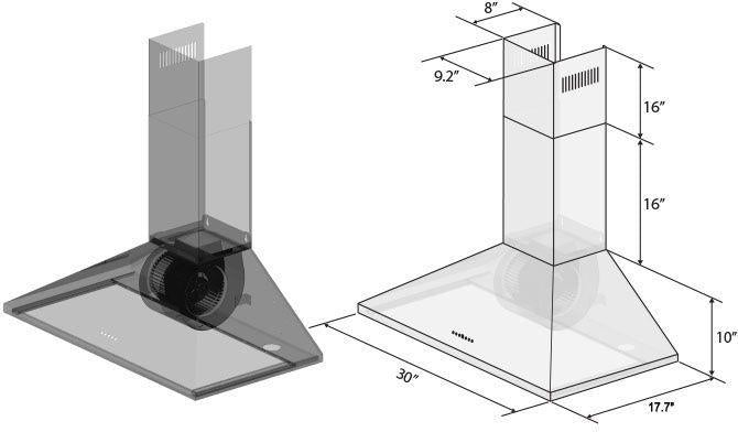 ZLINE 30 in. Convertible Vent Wall Mount Range Hood in Stainless Steel, KL2-30