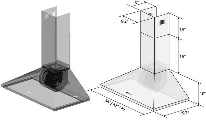 ZLINE 30 in. Convertible Vent Wall Mount Range Hood in Stainless Steel with Crown Molding, KL2CRN-30