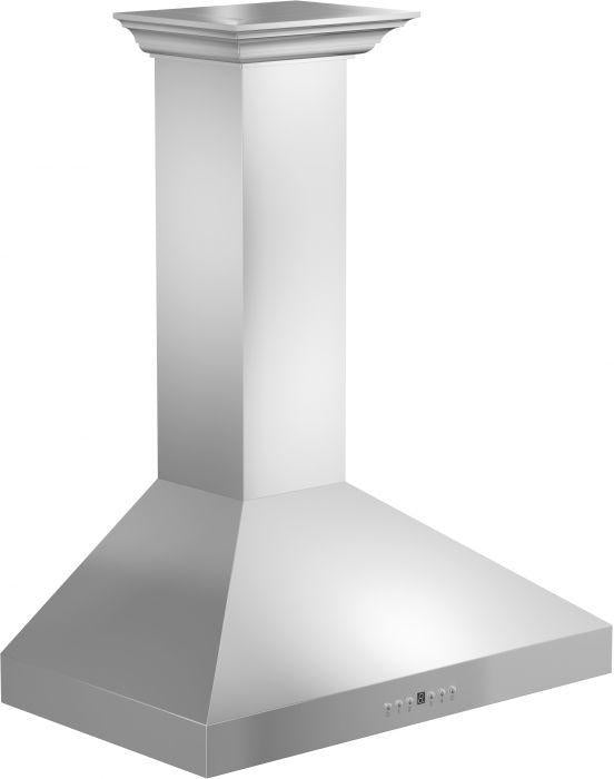 ZLINE 42 in. Convertible Vent Wall Mount Range Hood in Stainless Steel with Crown Molding, KL3CRN-42