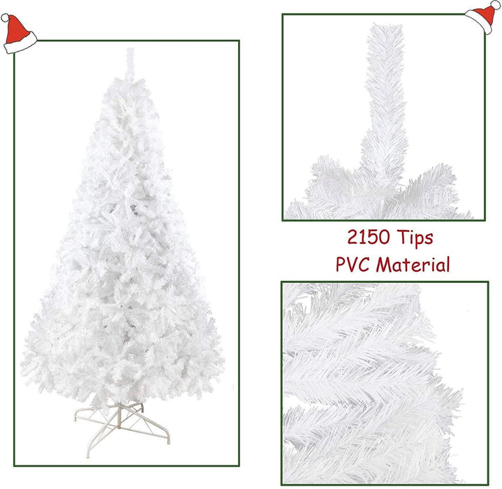 10ft Artificial Christmas Tree Xmas Pine Trees with 2150 Tips Sturdy Metal Stand, White