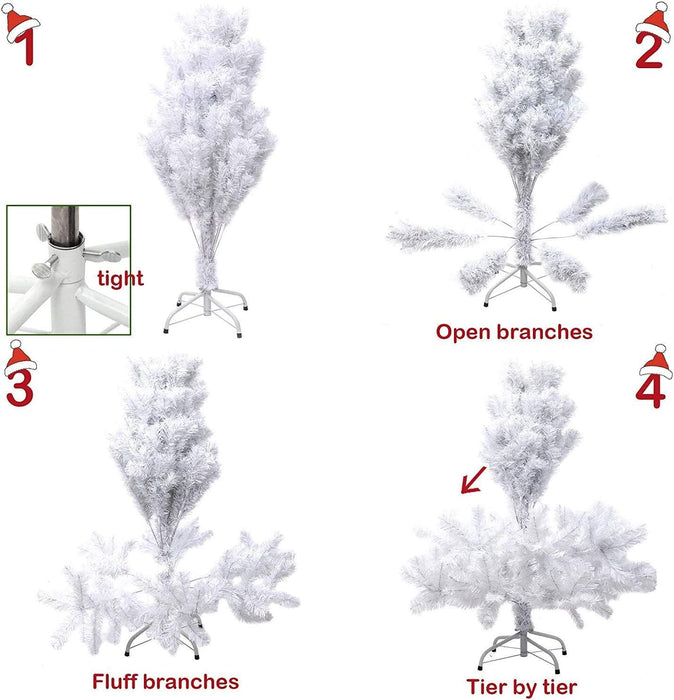 10ft Artificial Christmas Tree Xmas Pine Trees with 2150 Tips Sturdy Metal Stand, White