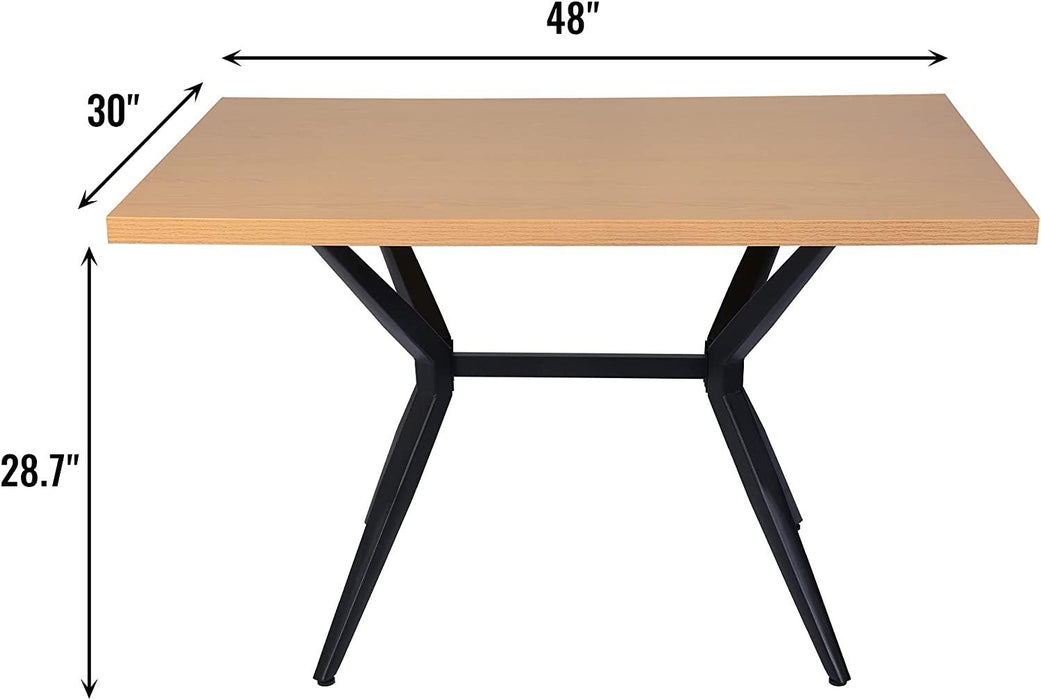 48" x 30" Modern Wooden Dining Table for 4-6 Kitchen Table with Metal Legs