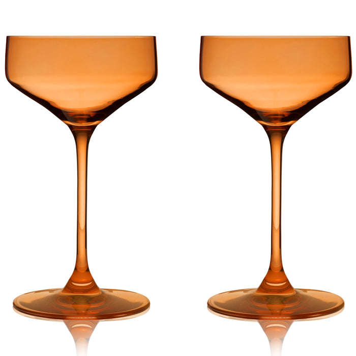 Reserve Nouveau Crystal Coupe Glasses in Amber Set of 2