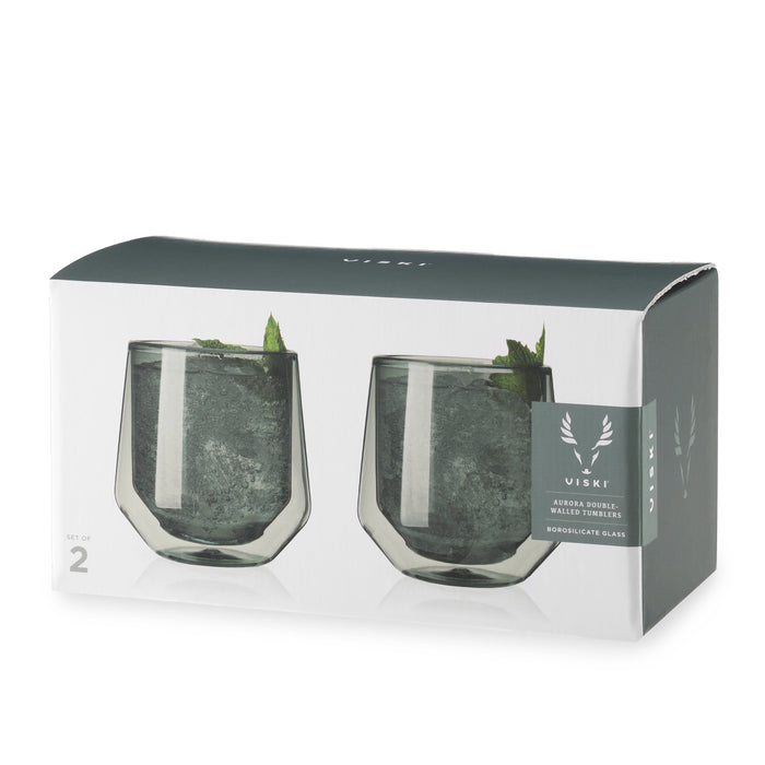 Aurora Double-Walled Tumblers in Smoke Grey Set of 2