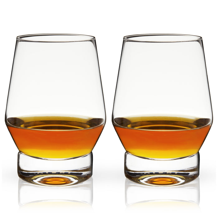 Raye Heavy Base Crystal Whiskey Glasses Set of 2