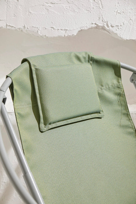 Lare Aurora Green Canvas Folding Chair Gray Metal Frame