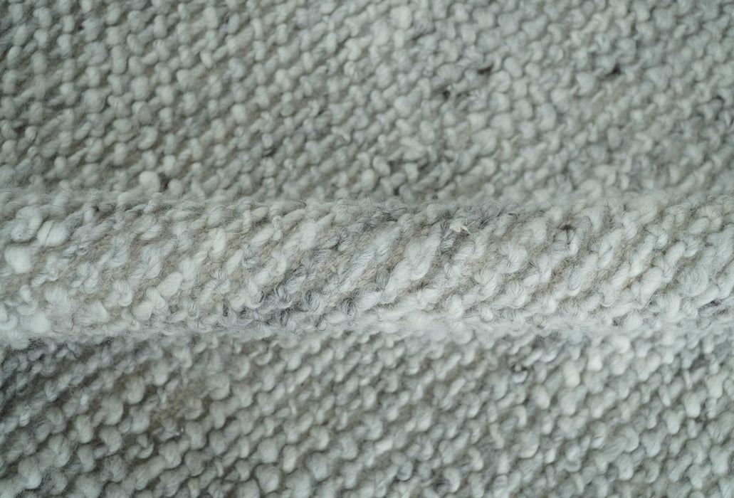 Large 8x13 Modern Contemporary Solid Silver Hand Knotted Wool Area Rug