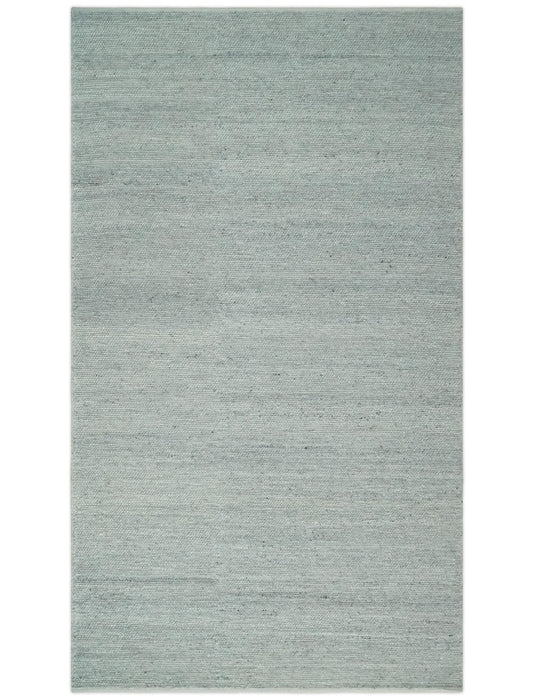 Large 8x13 Modern Contemporary Solid Silver Hand Knotted Wool Area Rug