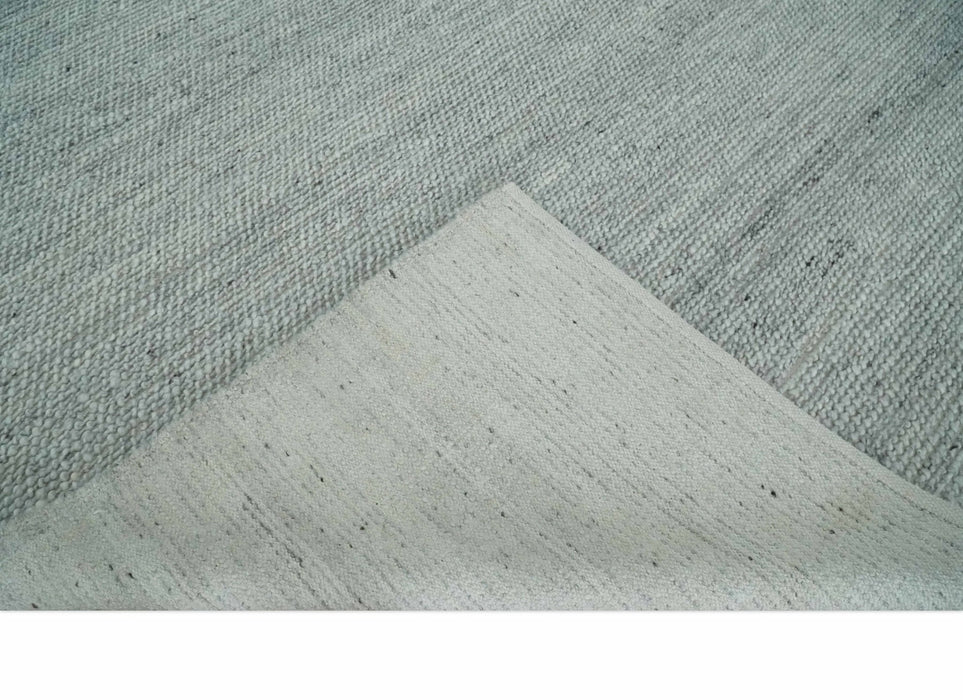 Large 8x13 Modern Contemporary Solid Silver Hand Knotted Wool Area Rug
