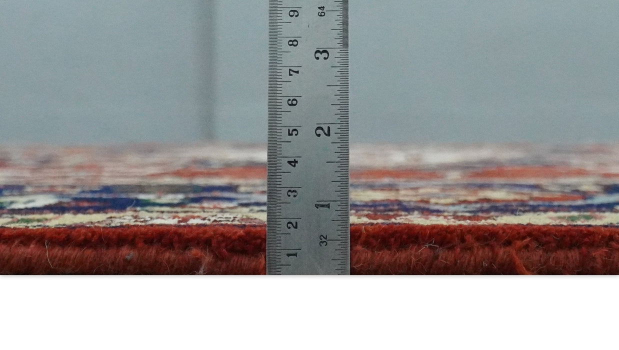 Large 9x12 Rust and Blue Hand Knotted Traditional Wool Rug